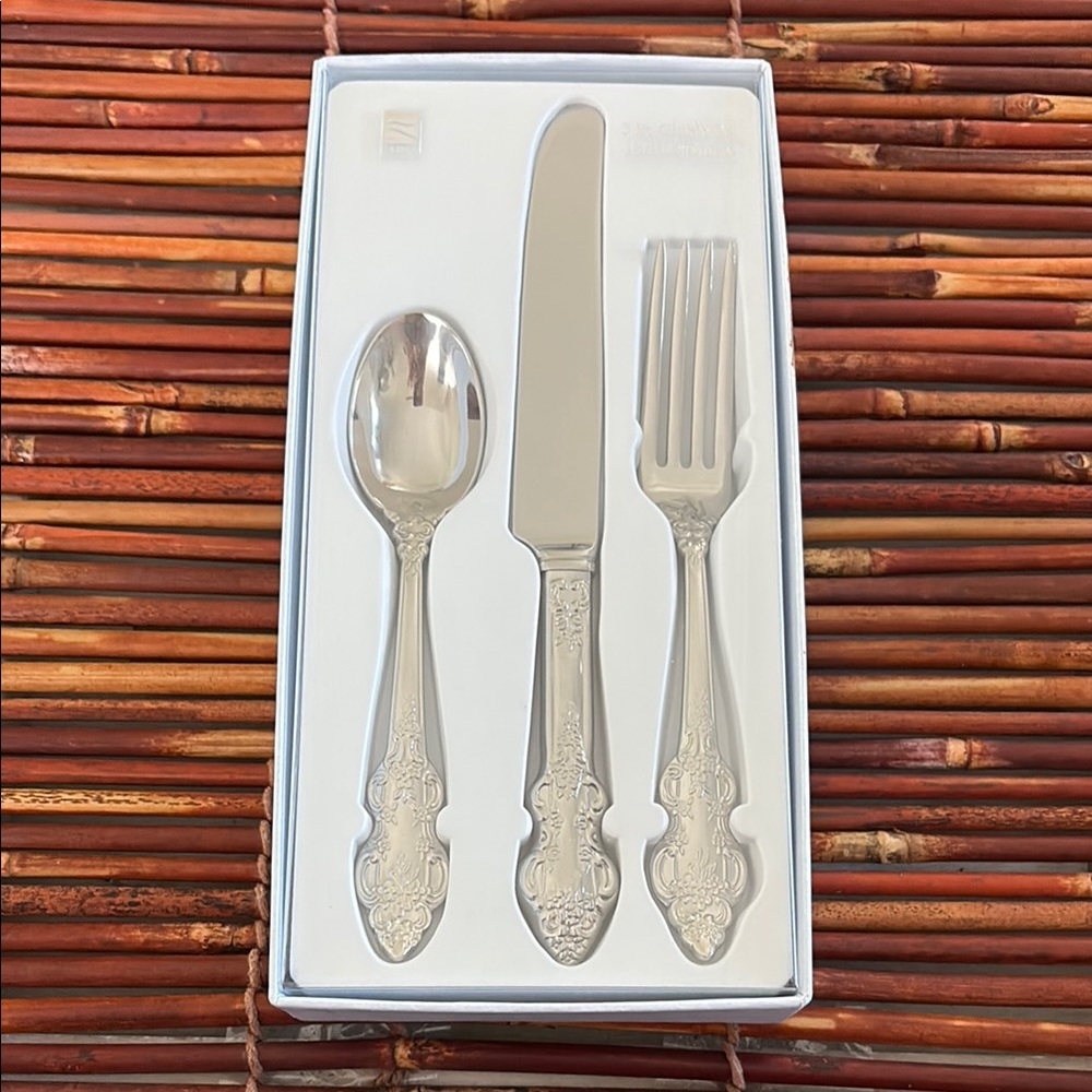 Lunt Silver Flatware Morning Bloom 3 Pc set 18/10 Stainless